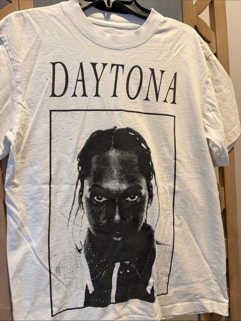 Daytona Graphic Tee in White with Black Portrait